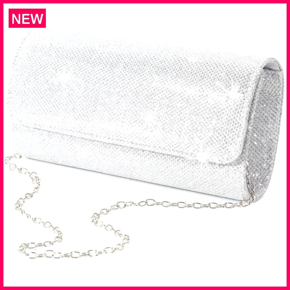 Sparkling Evening Clutch with Detachable Chain, 3-in-1 Style, 7.9"W - Picture 2 of 8